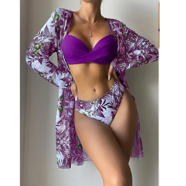 Kit Moda Praia Verão 2023 - Biquíni + Saída de Praia